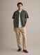 Green short-sleeve pure organic cotton shirt with bowling collar, regular fit_1