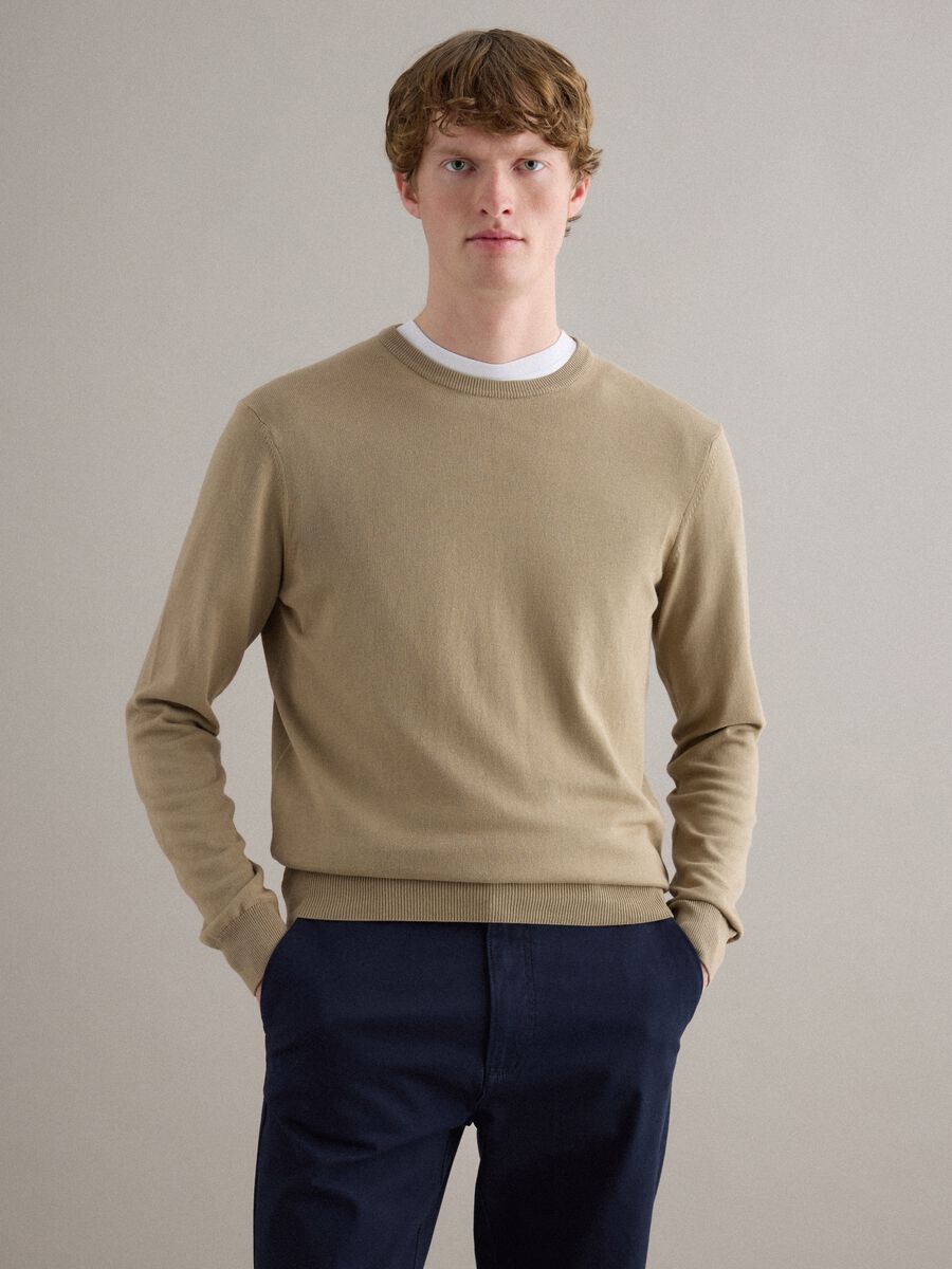 Beige sweater in pure cotton_0