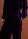 Pantaloni viola wide leg in tessuto elasticizzato effetto velluto_2