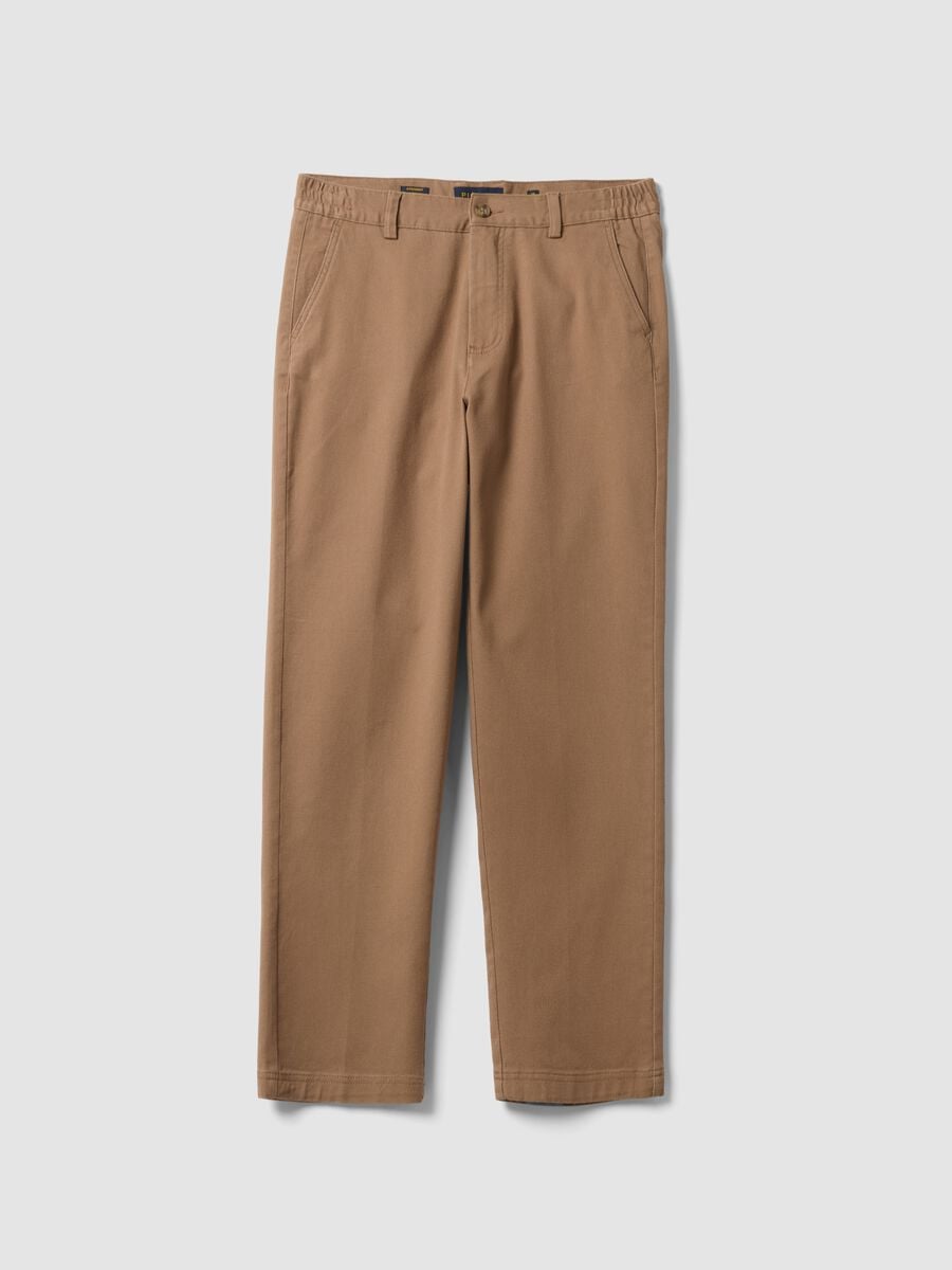 Pantaloni chino marroni in cotone elasticizzato straight fit_4