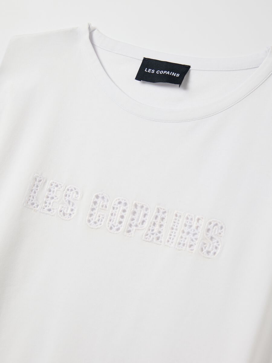 White stretch cotton T-shirt with logo_1