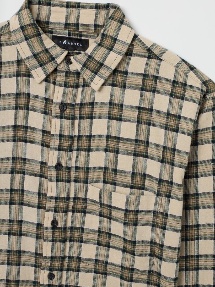 Beige Checked Flannel Shirt_5