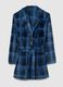 Multicoloured check coral fleece robe with belt_4