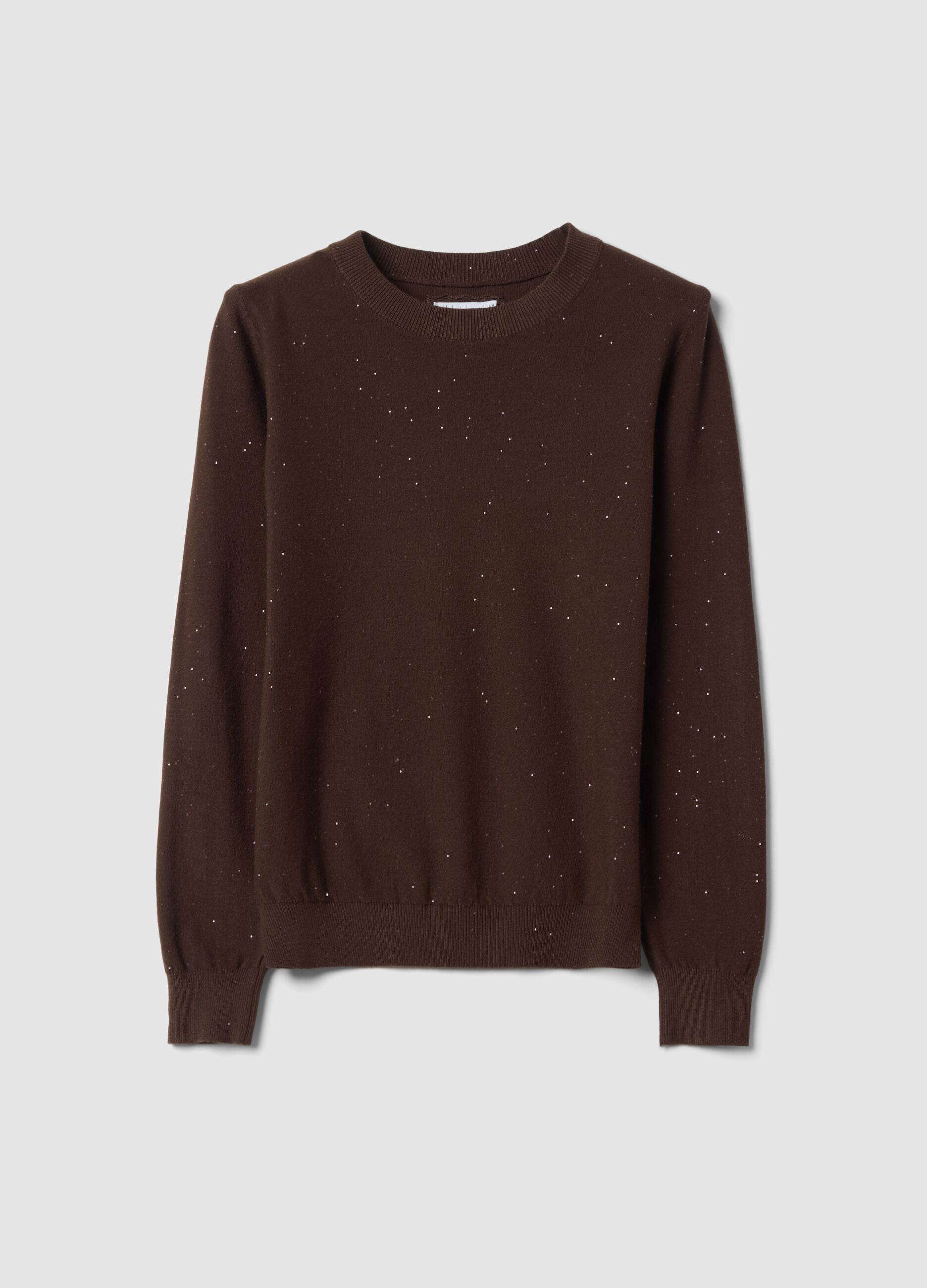 Brown viscose-blend sequin jumper, regular fit