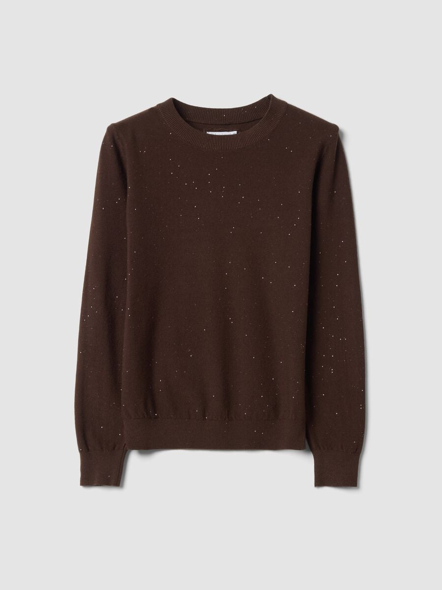 Brown viscose-blend sequin jumper, regular fit_0