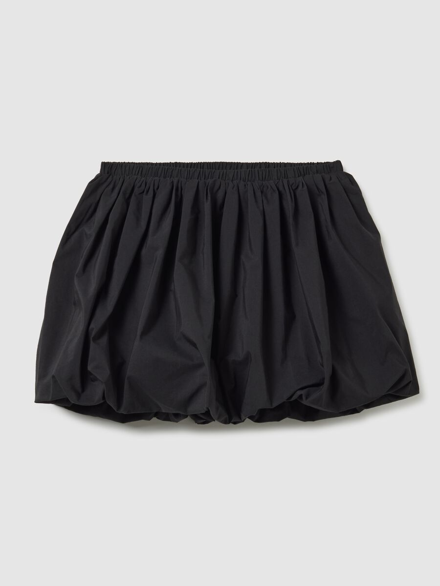 Black Cotton Blend Balloon Skirt_0