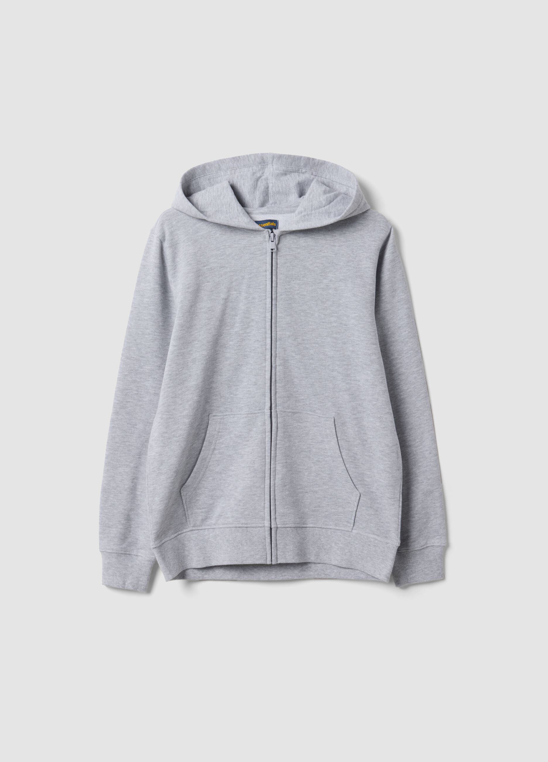 Grey hooded sweatshirt in 100% organic cotton, regular fit, for boys