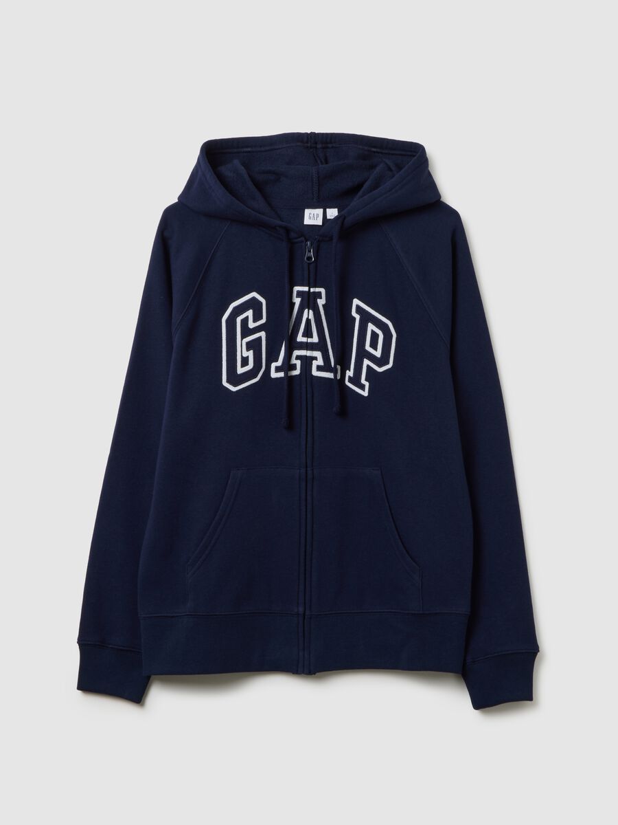 Full-zip sweatshirt with hood and logo embroidery_1