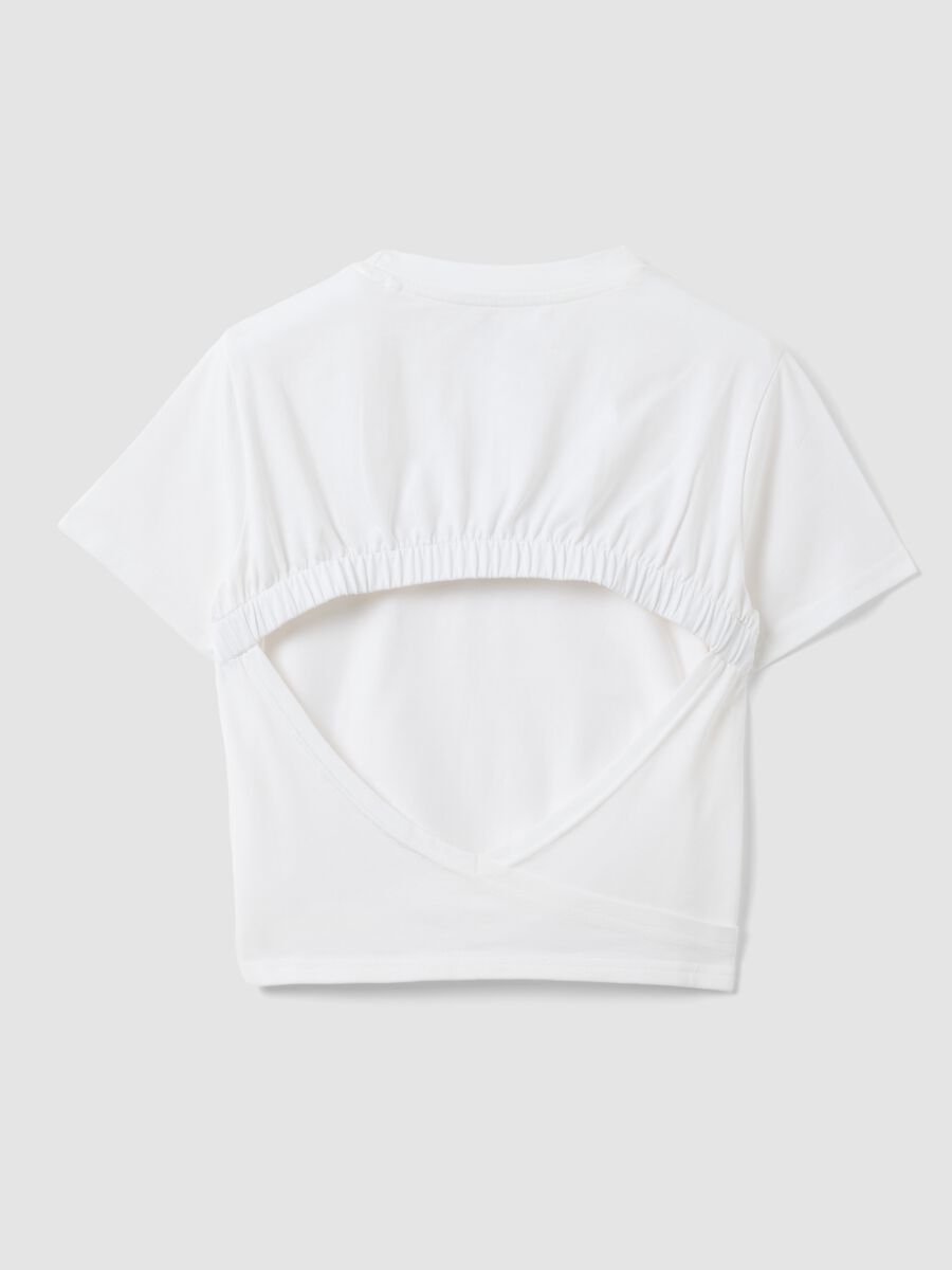 Girls' fitted white stretch cotton T-shirt_1
