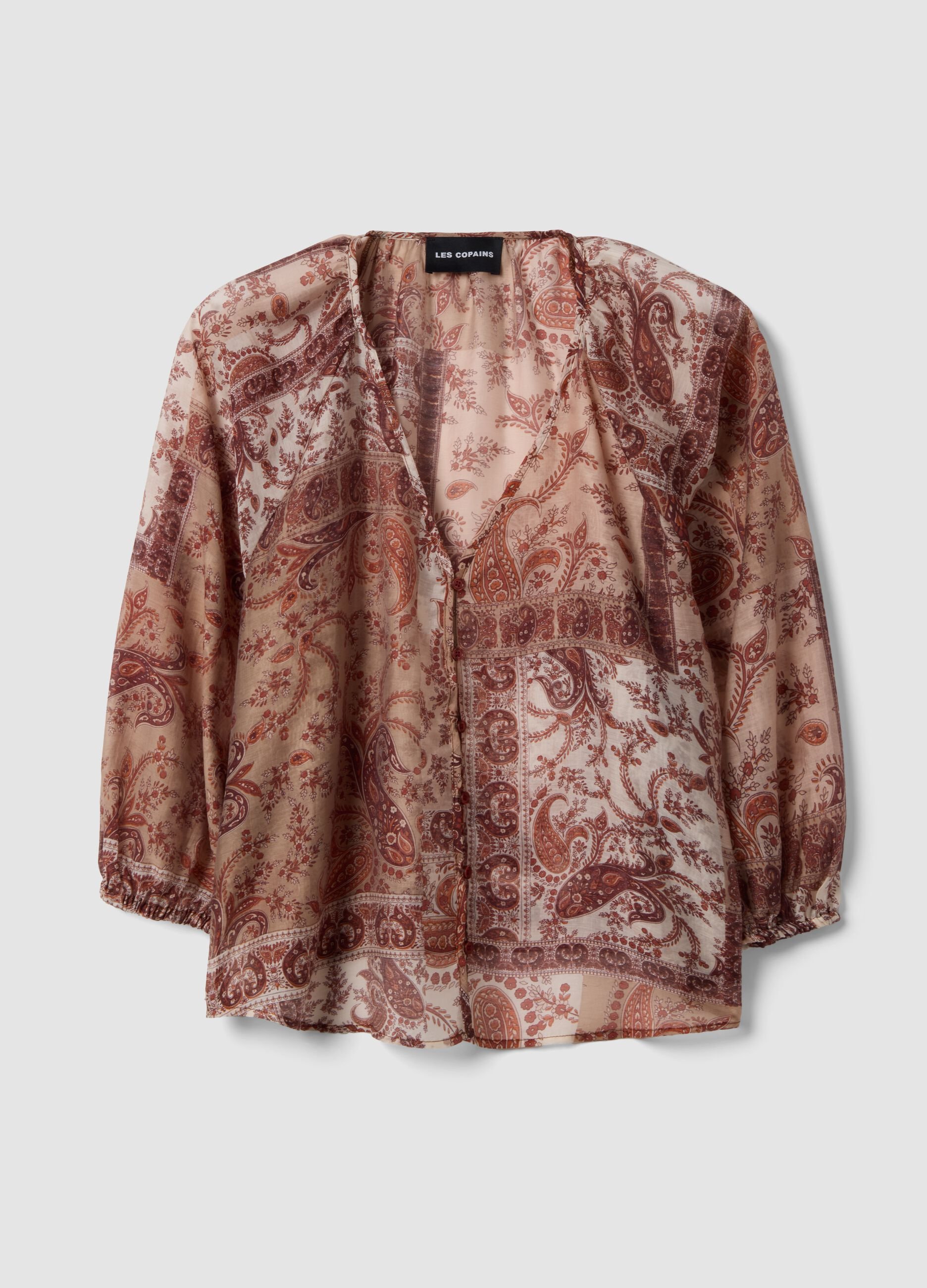 Multicolour regular fit lyocell blend blouse with buttons