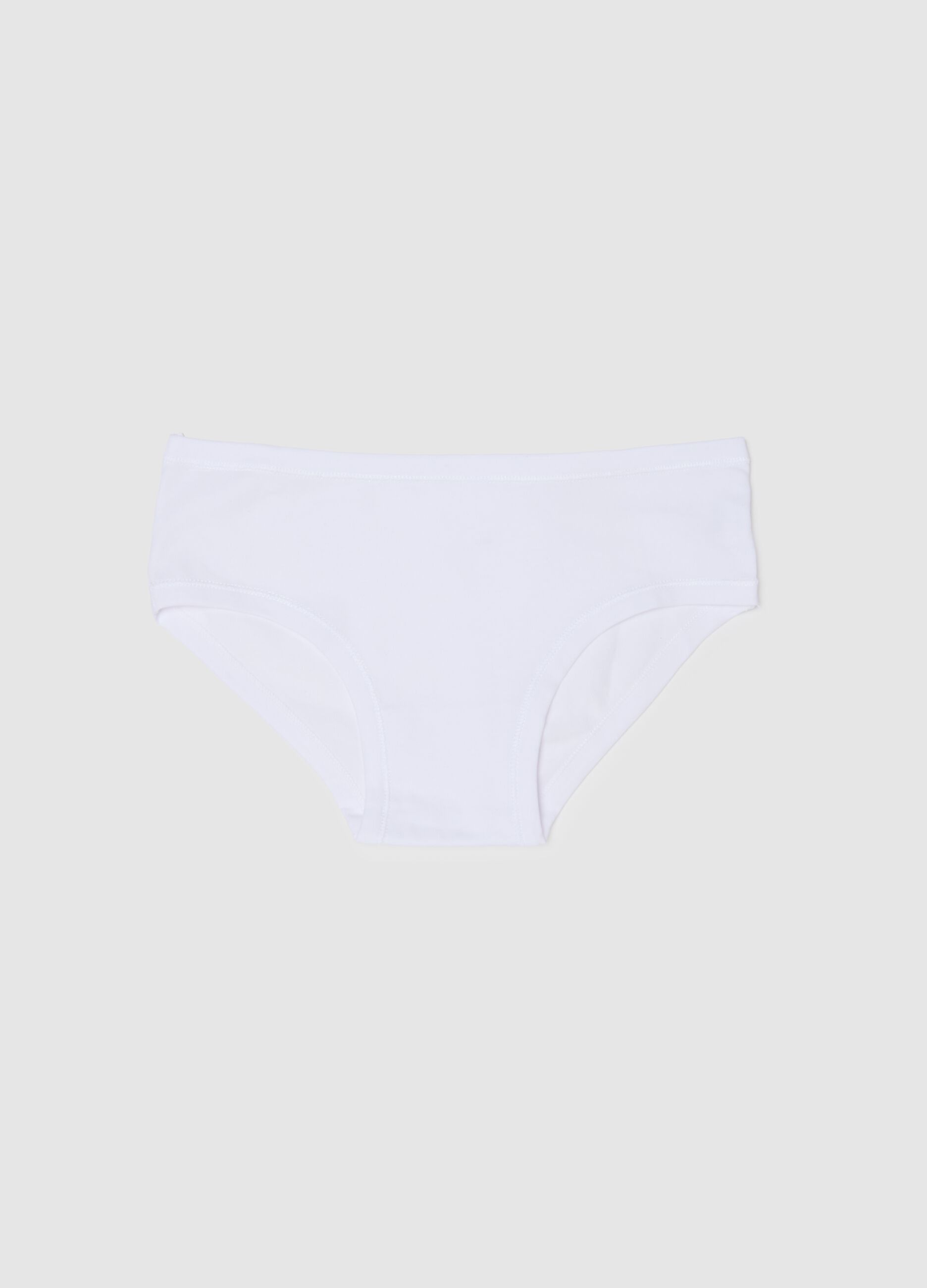 Girls' White Stretch Cotton Briefs