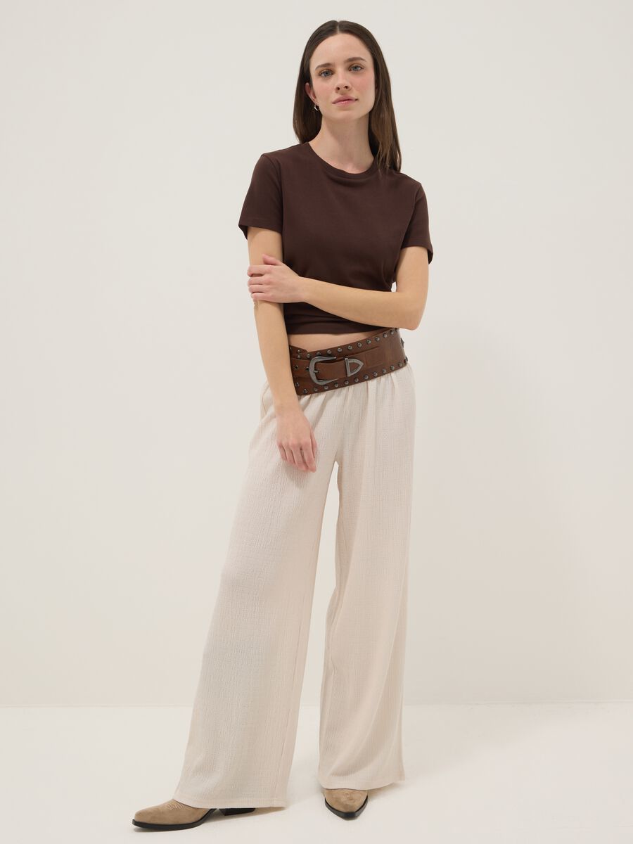 Brown pure cotton regular fit T-shirt_2