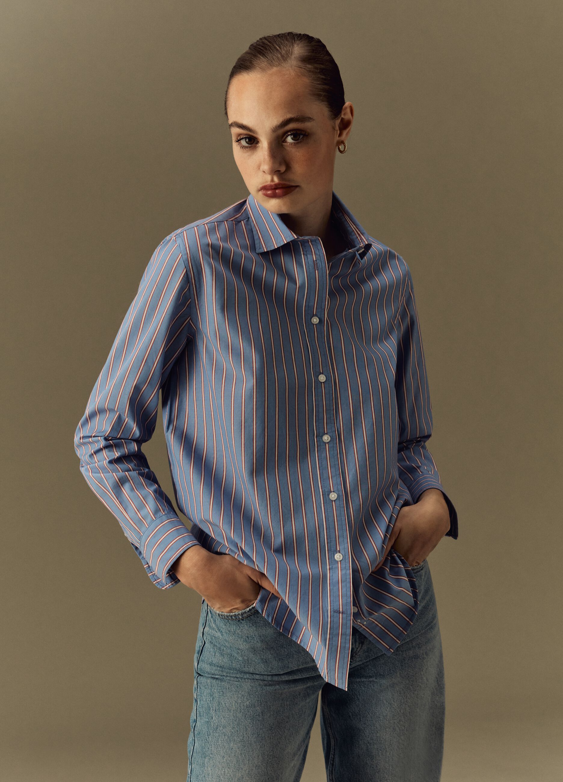 Camicia in cotone fantasia a righe_1