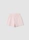 Girls&rsquo; pure cotton white and pink striped shorts with prints_1