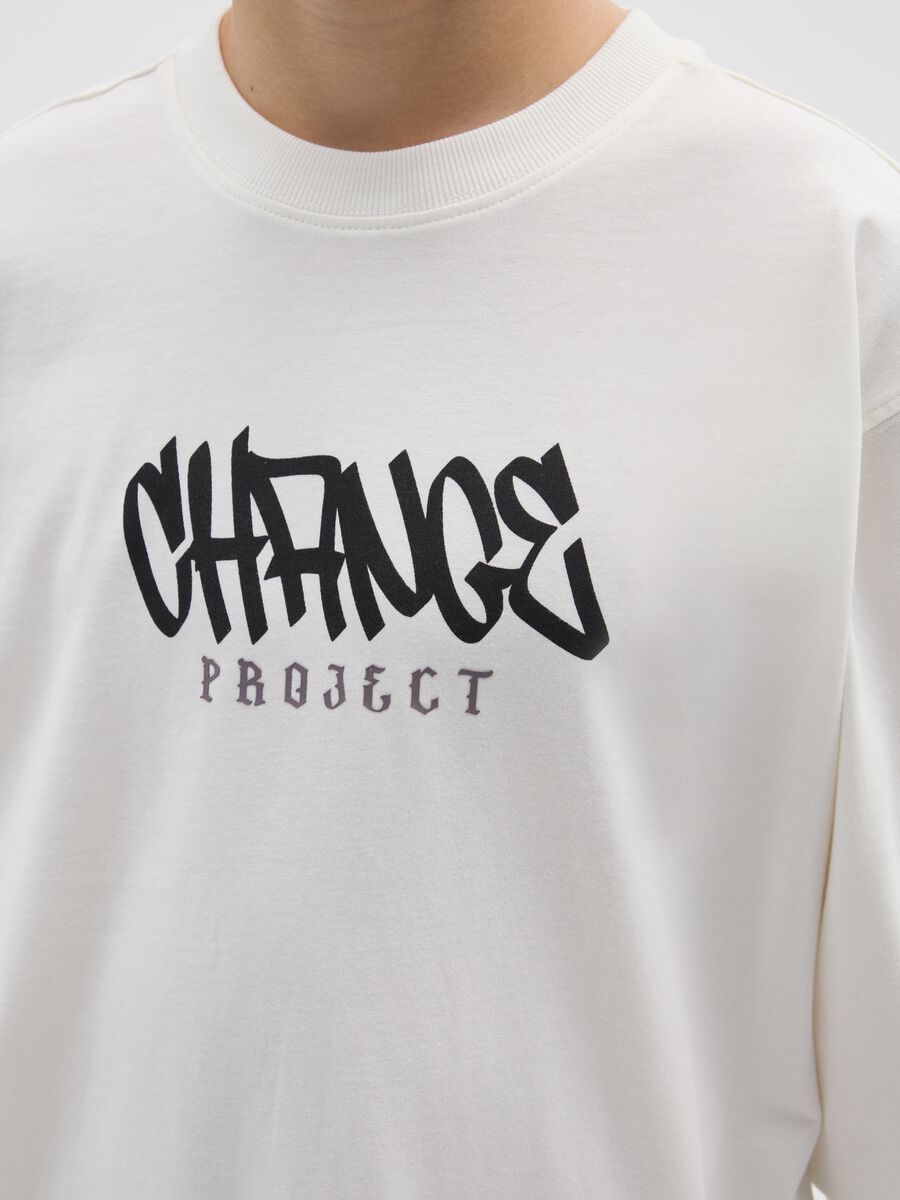 Maglietta da ragazzo in puro cotone bianca regular fit_2