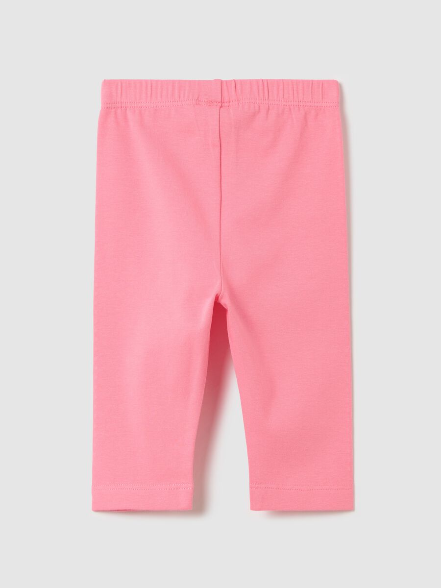 Pink three-quarter stretch leggings with diamantés_1