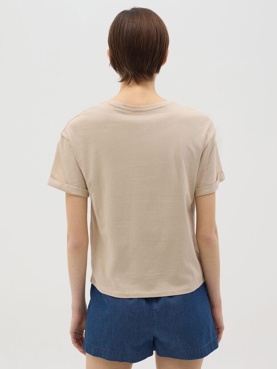 Beige boxy-fit T-shirt in cotton_2
