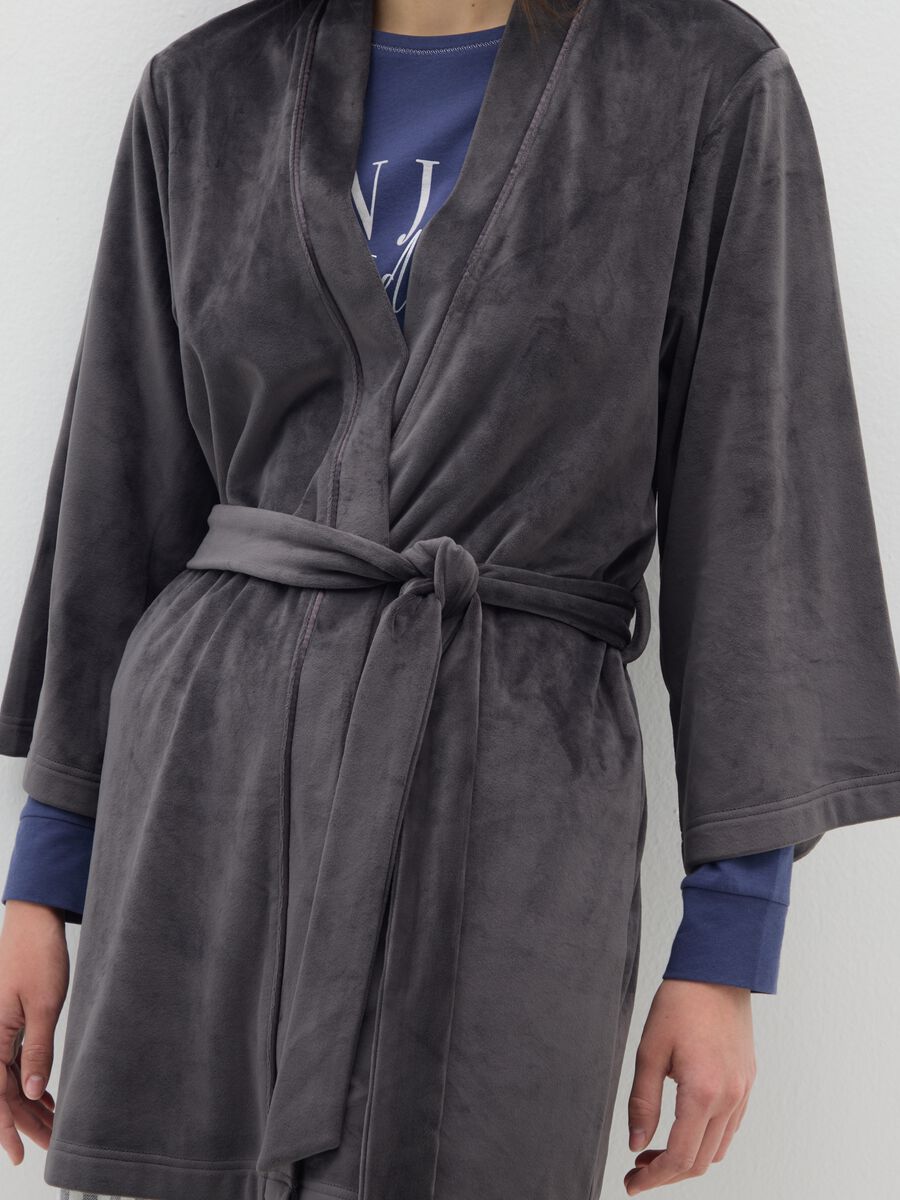Grey stretch chenille robe_3