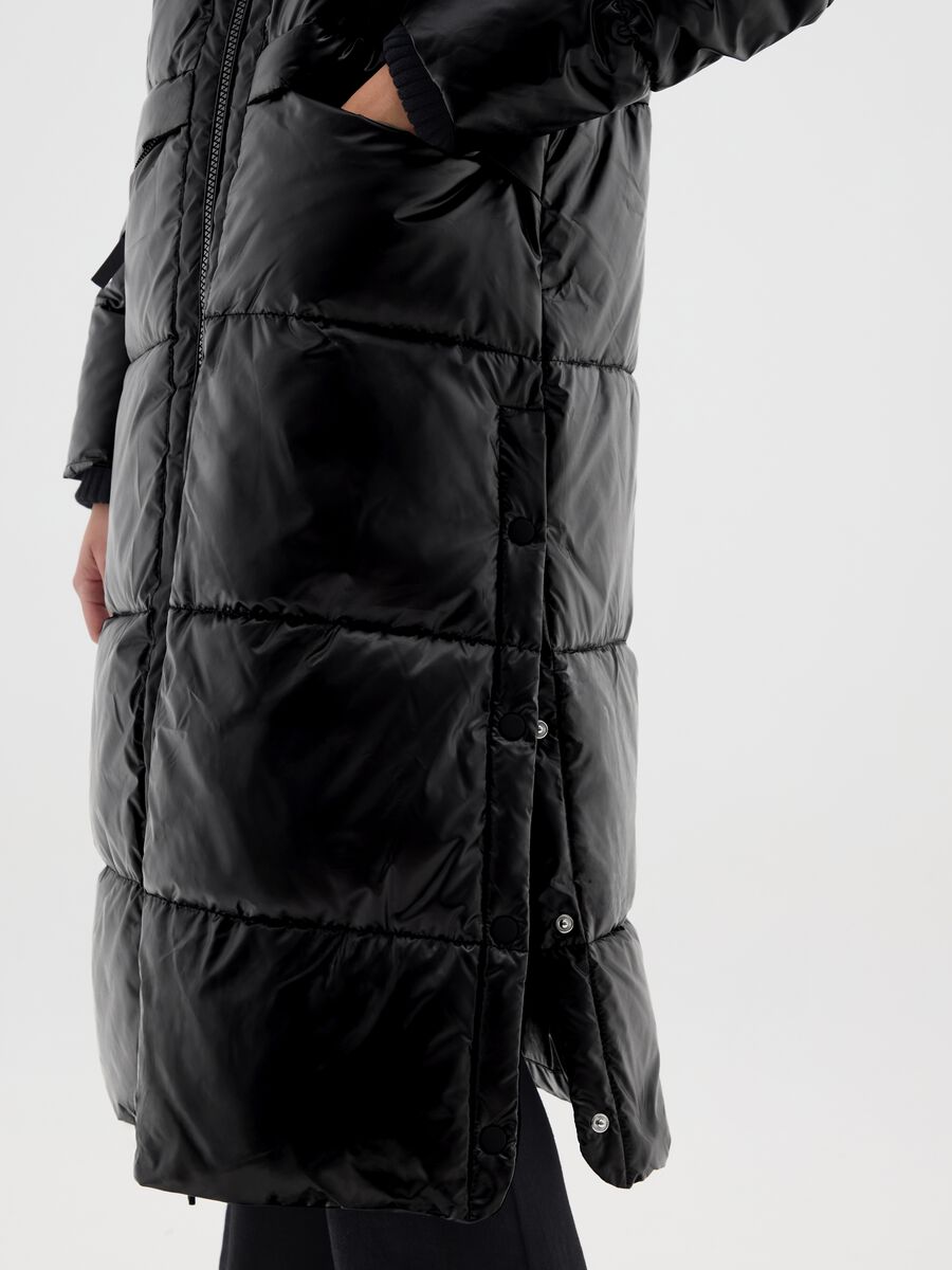 Piumino The Iconic Puffer nero lungo con cappuccio_2