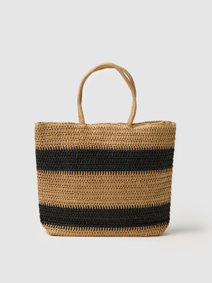 Textile Paper Striped Shopper Bag Ovs_1