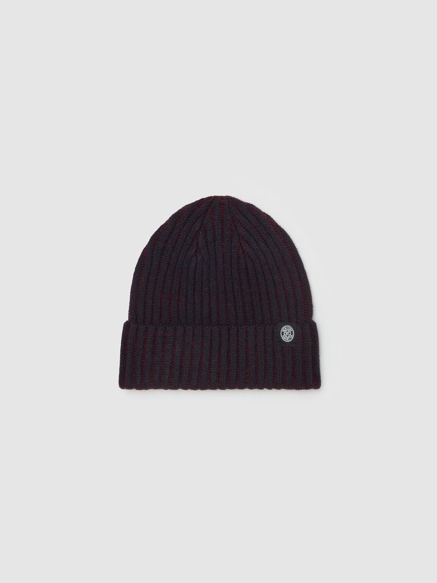 Ribbed knit hat with fold_0