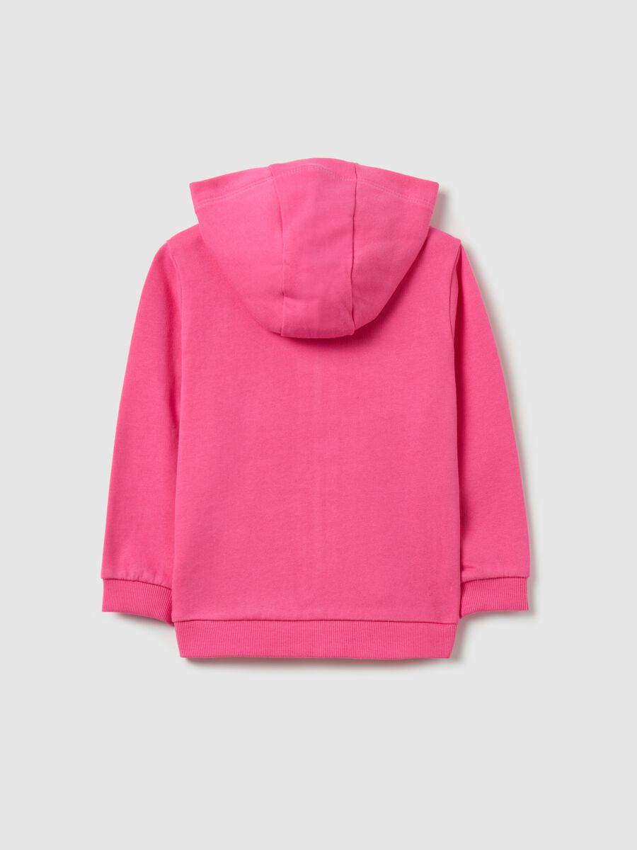 Full-zip sweatshirt in French terry with hood and diamantés_1