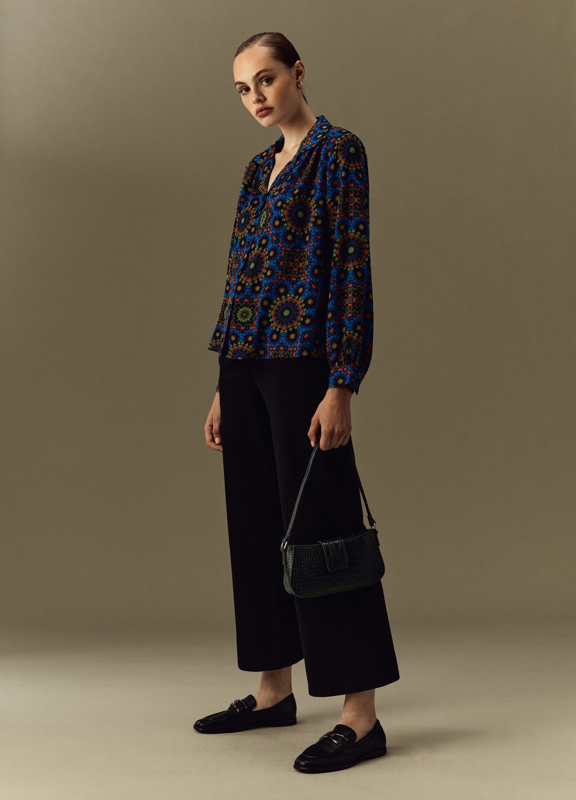 Jeans wide leg in cotone stretch_0