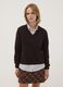 Brown stretch wool jumper with deep V-neck, regular fit_2