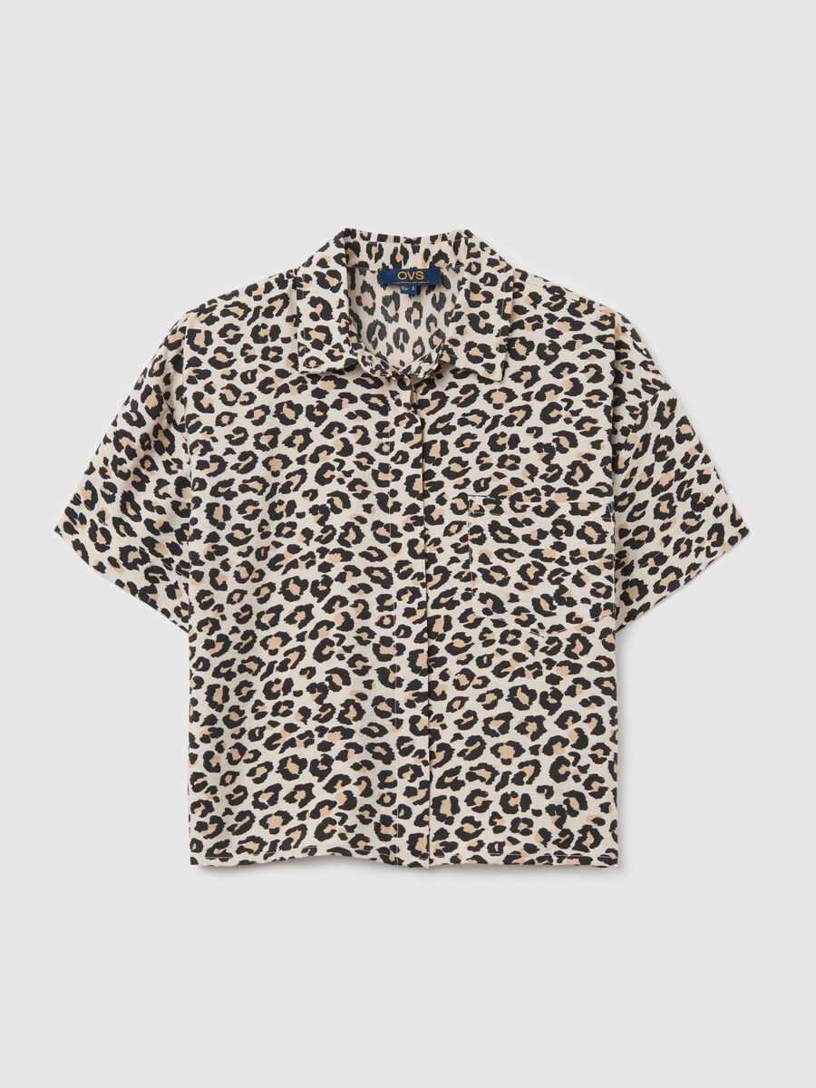 Short-sleeved shirt with animal print_4