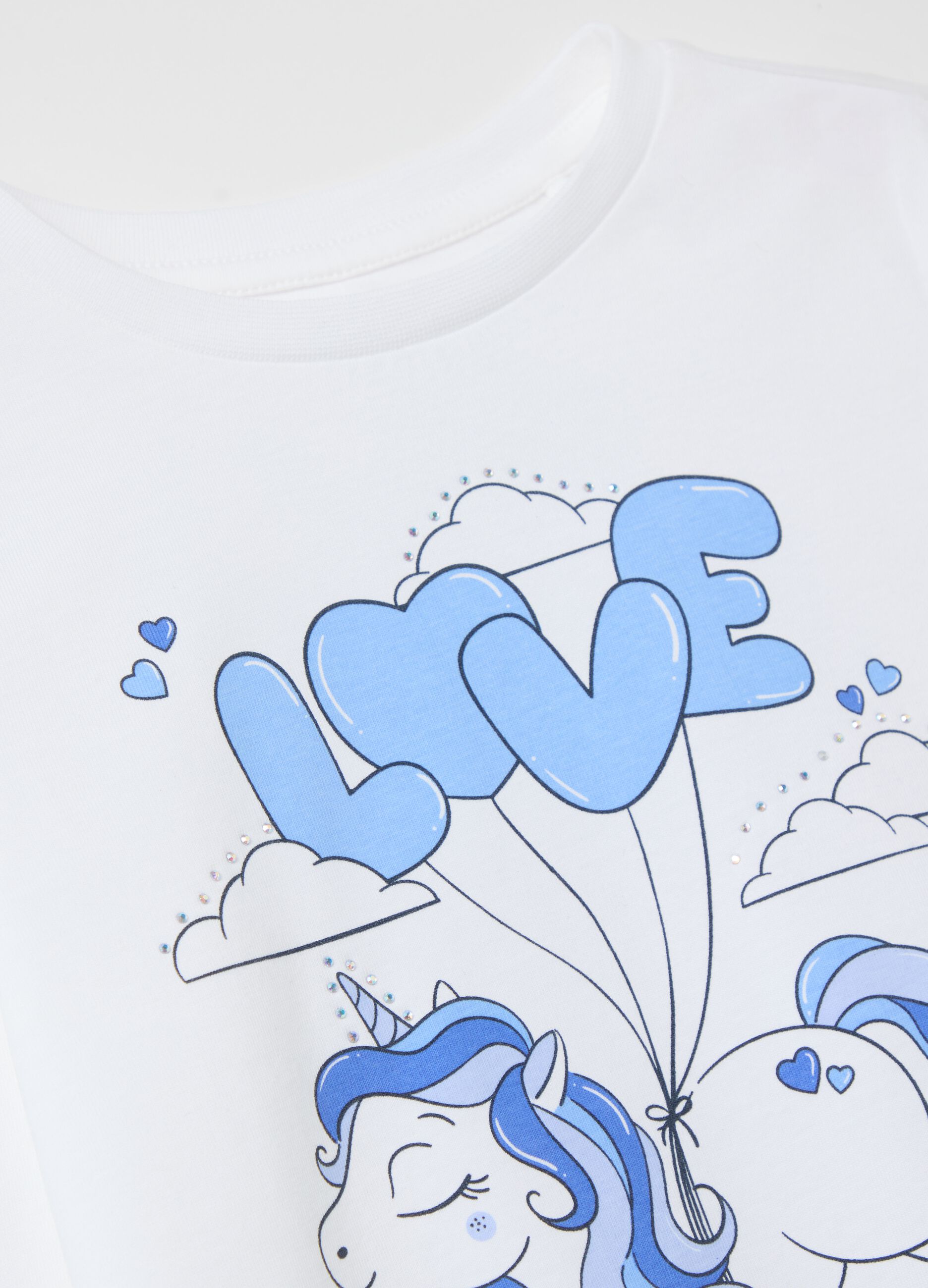 Cotton T-shirt with print and long sleeves