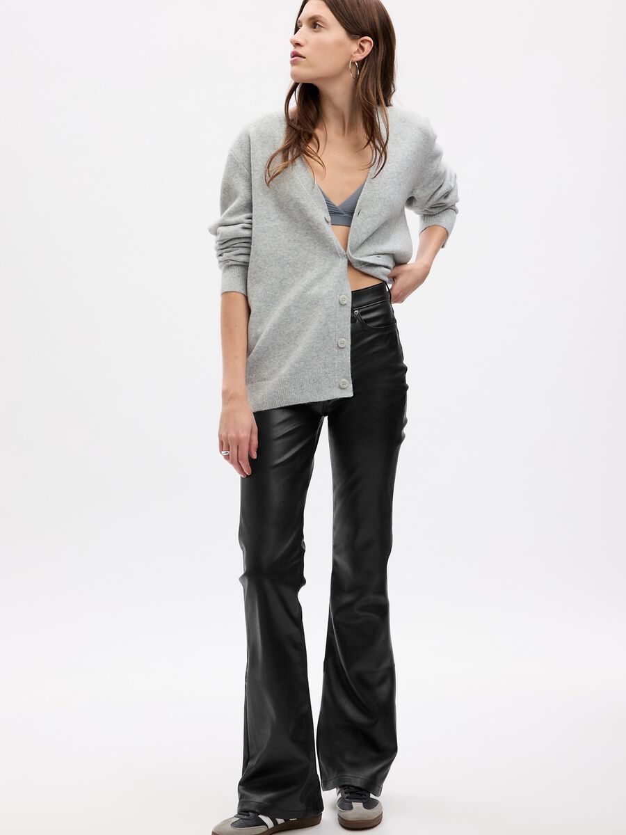 Flare-fit shiny-effect trousers_1