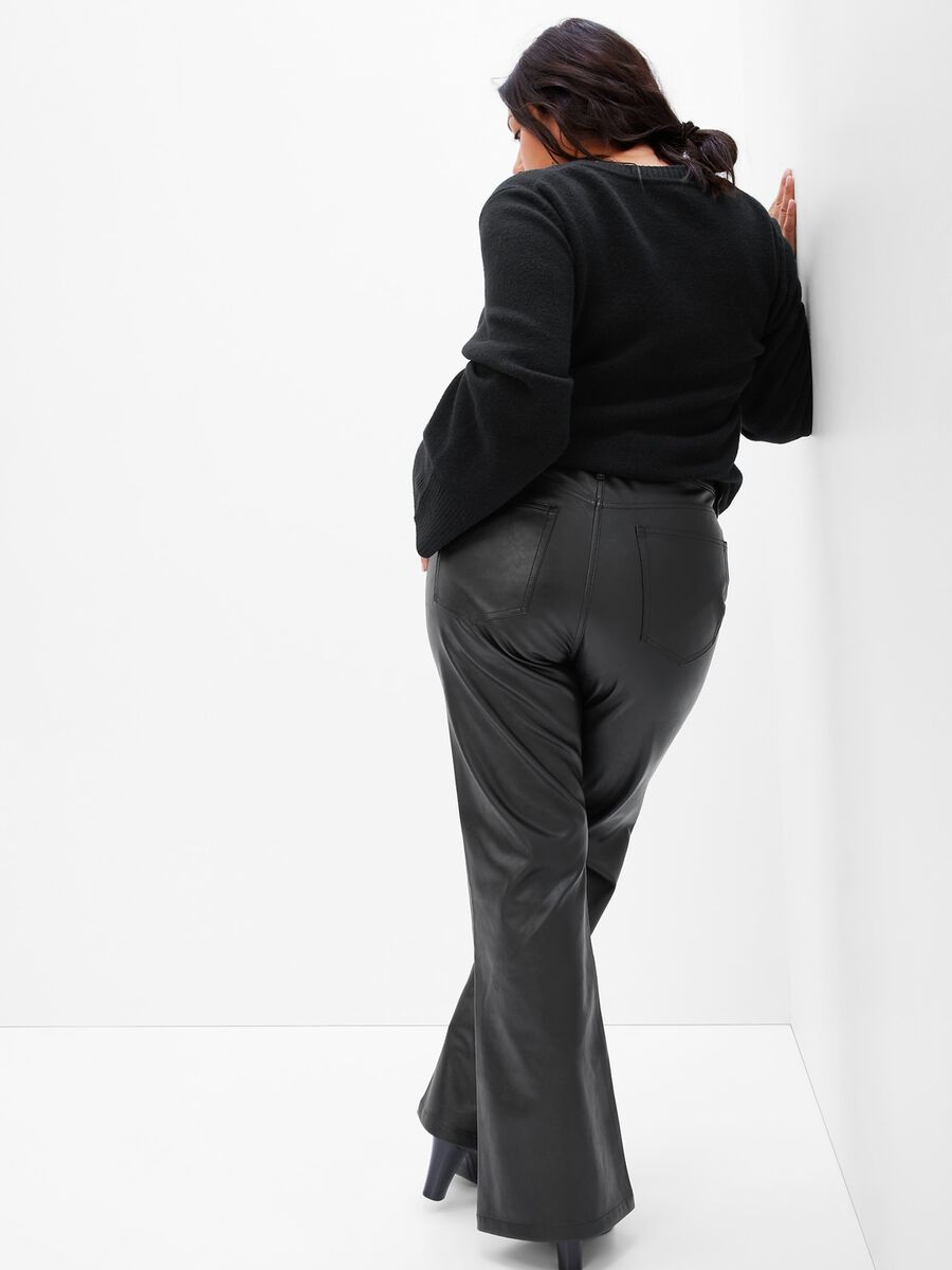 Flare-fit shiny-effect trousers_5