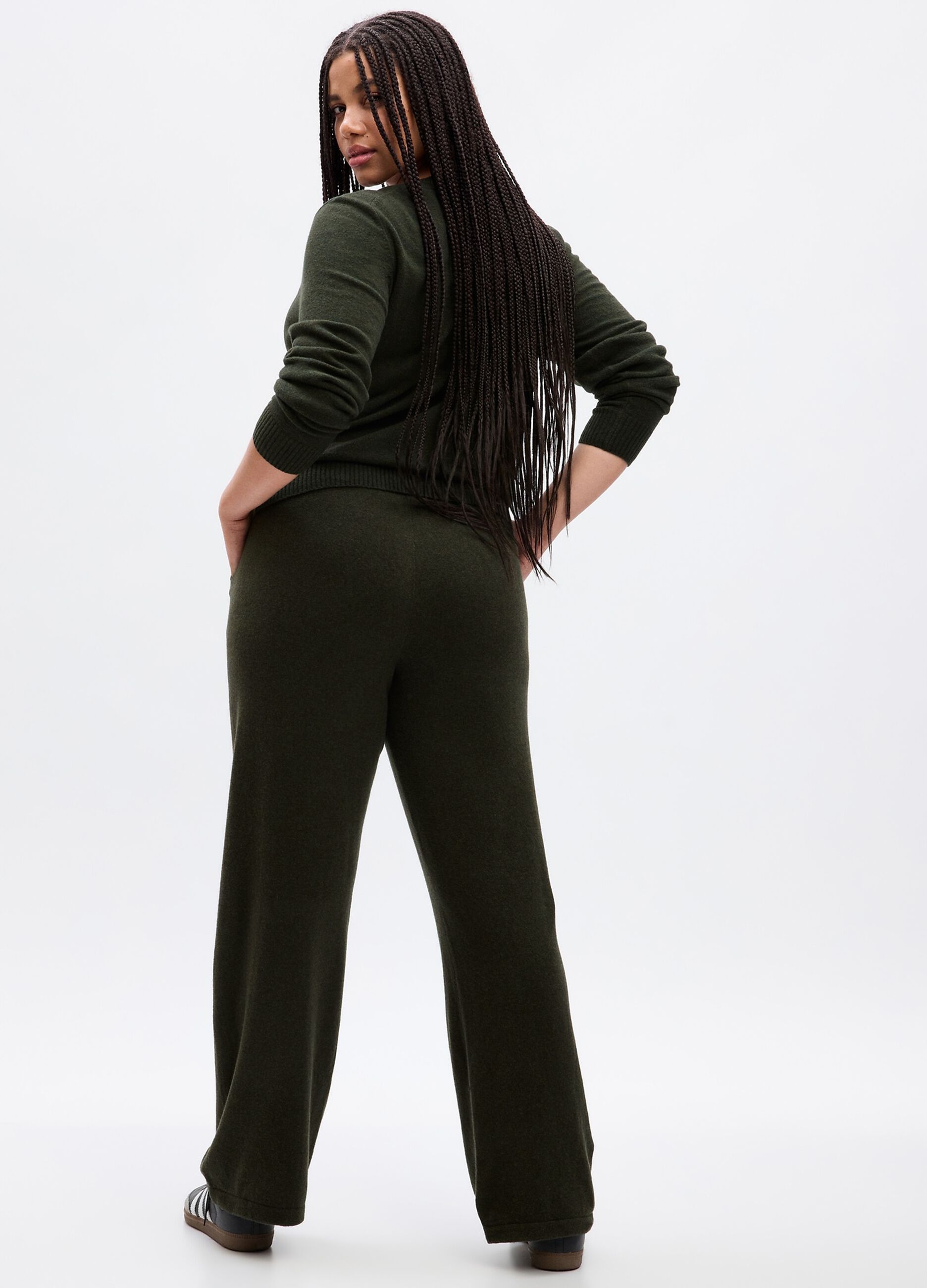 Wide-leg knitted joggers with drawstring