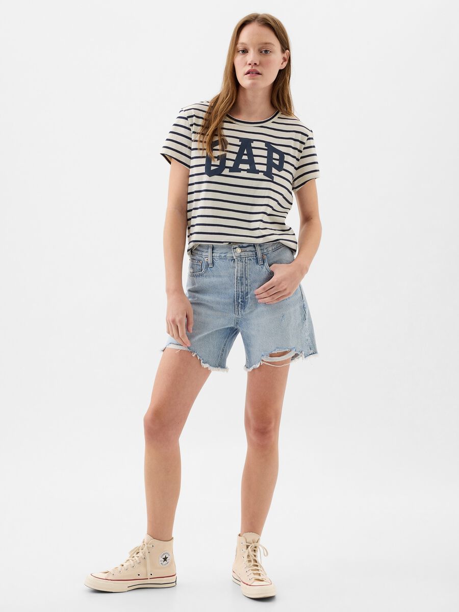 Striped T-shirt with logo print_1