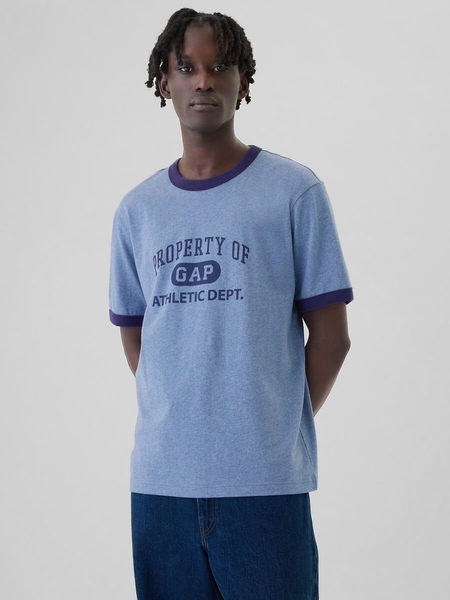 T-shirt in cotone con stampa logo_0