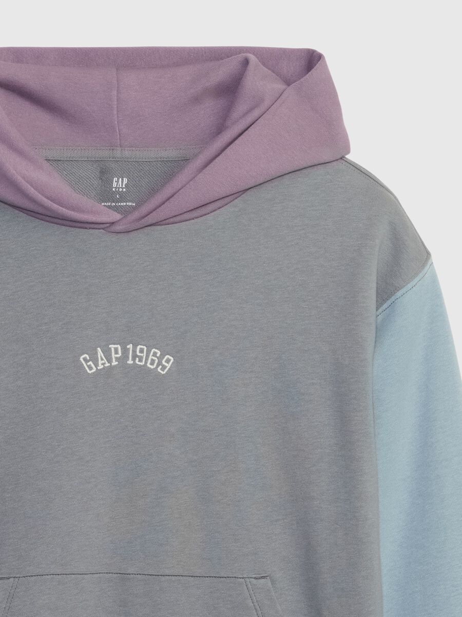 Felpa color-block con cappuccio ricamo logo_2