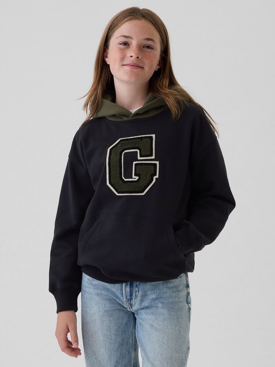 Felpa con cappuccio e patch logo_0