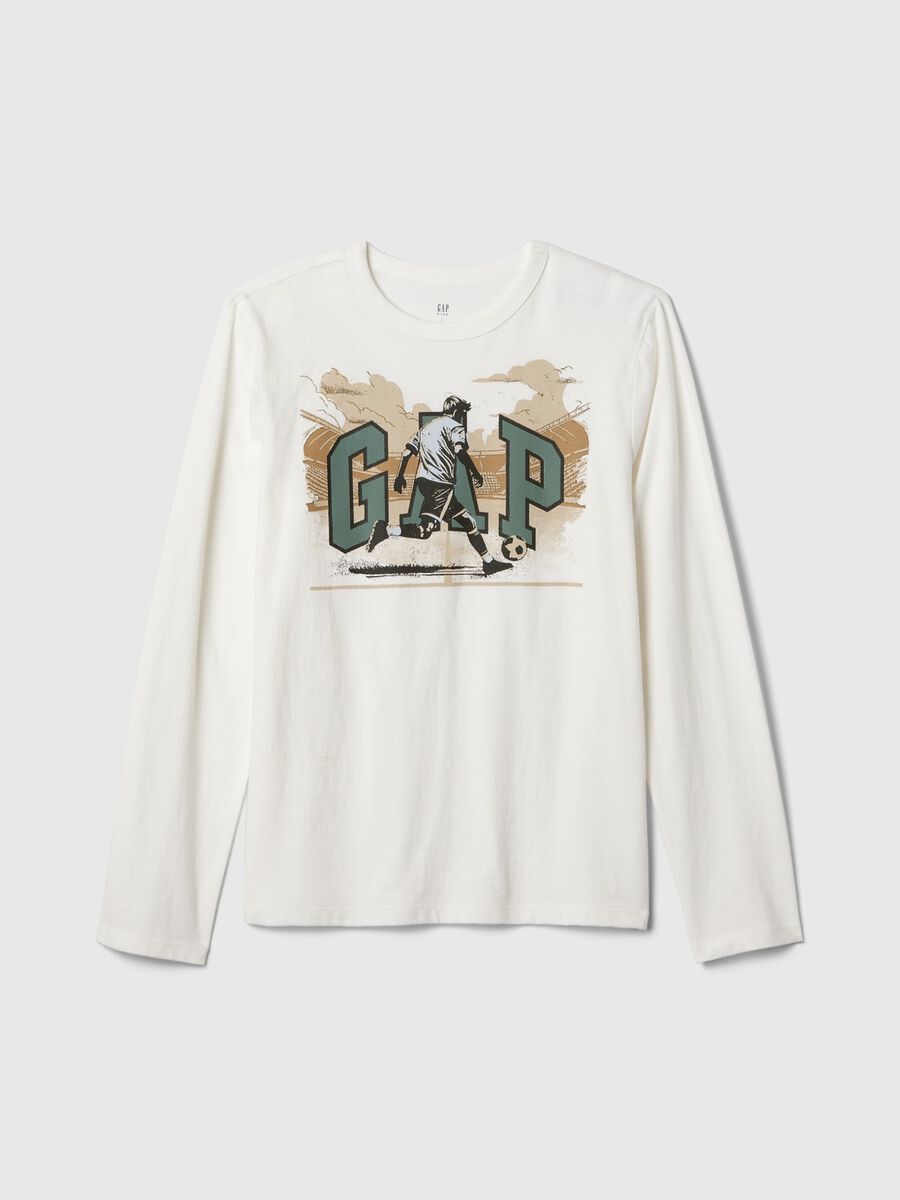 T-shirt maniche lunghe in cotone con stampa_0