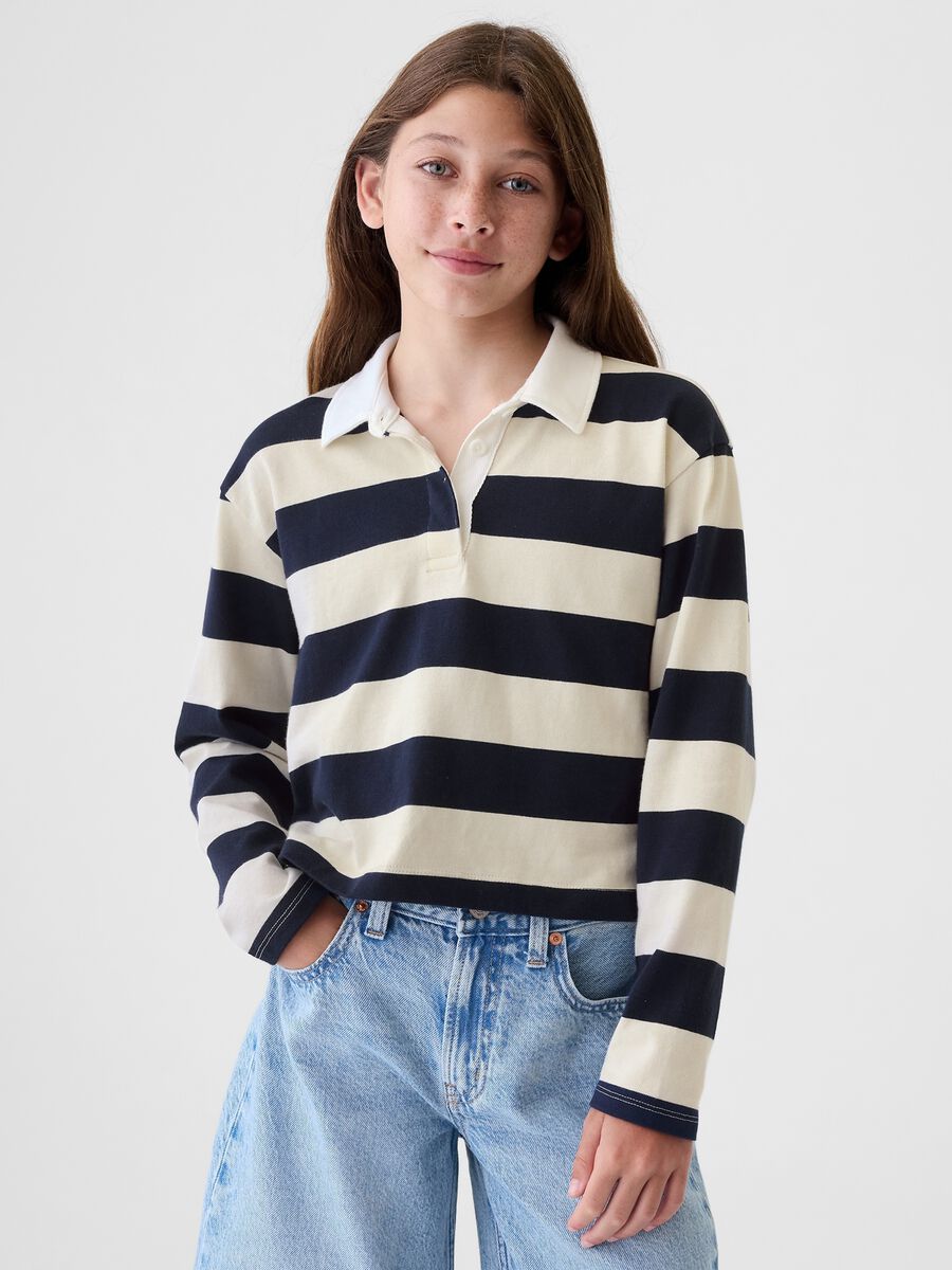Polo a righe con maniche lunghe_0