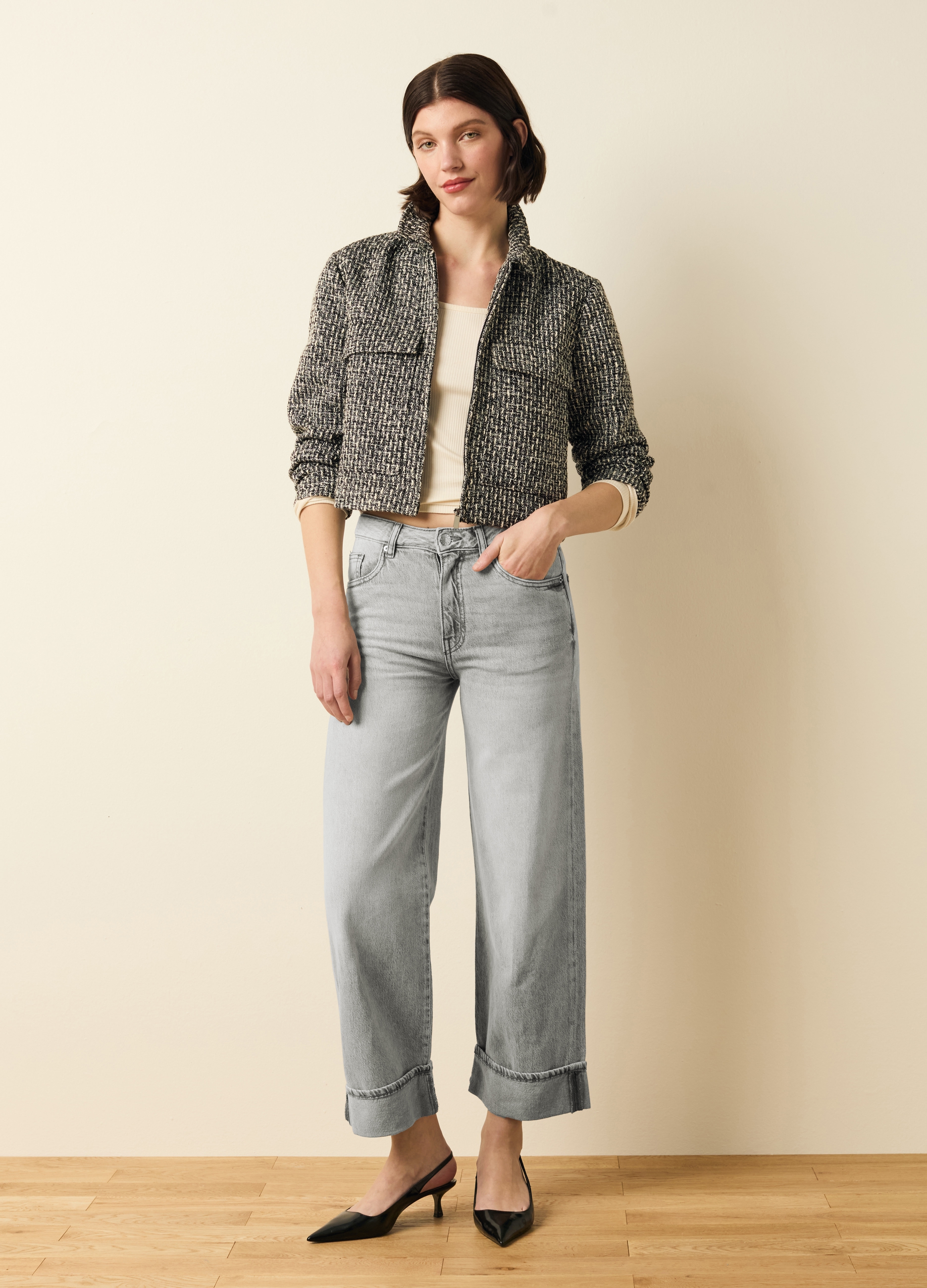 LES COPAINS, Vaqueros Culotte De Pernera Ancha, Mujer, Gris claro, Talla: 34