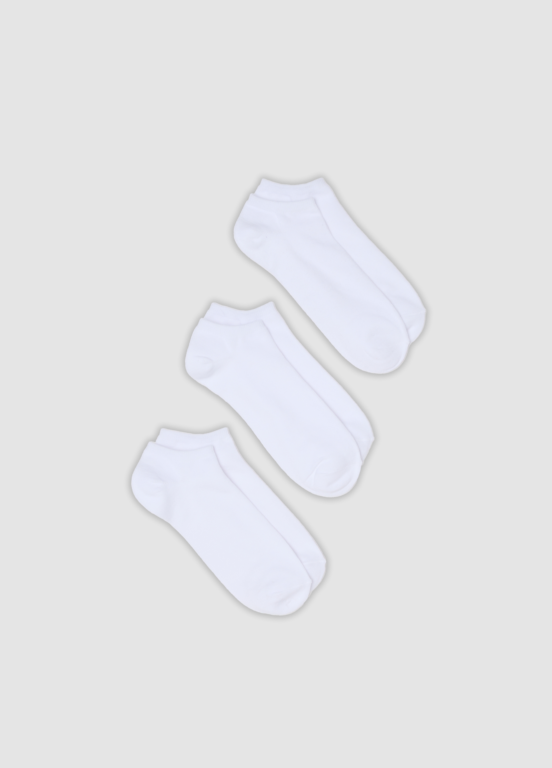 OVS, Tripack Di Calze Alla Caviglia Bianche In Cotone Organico Elasticizzato, Uomo, Bianco, Taglia: 38-42