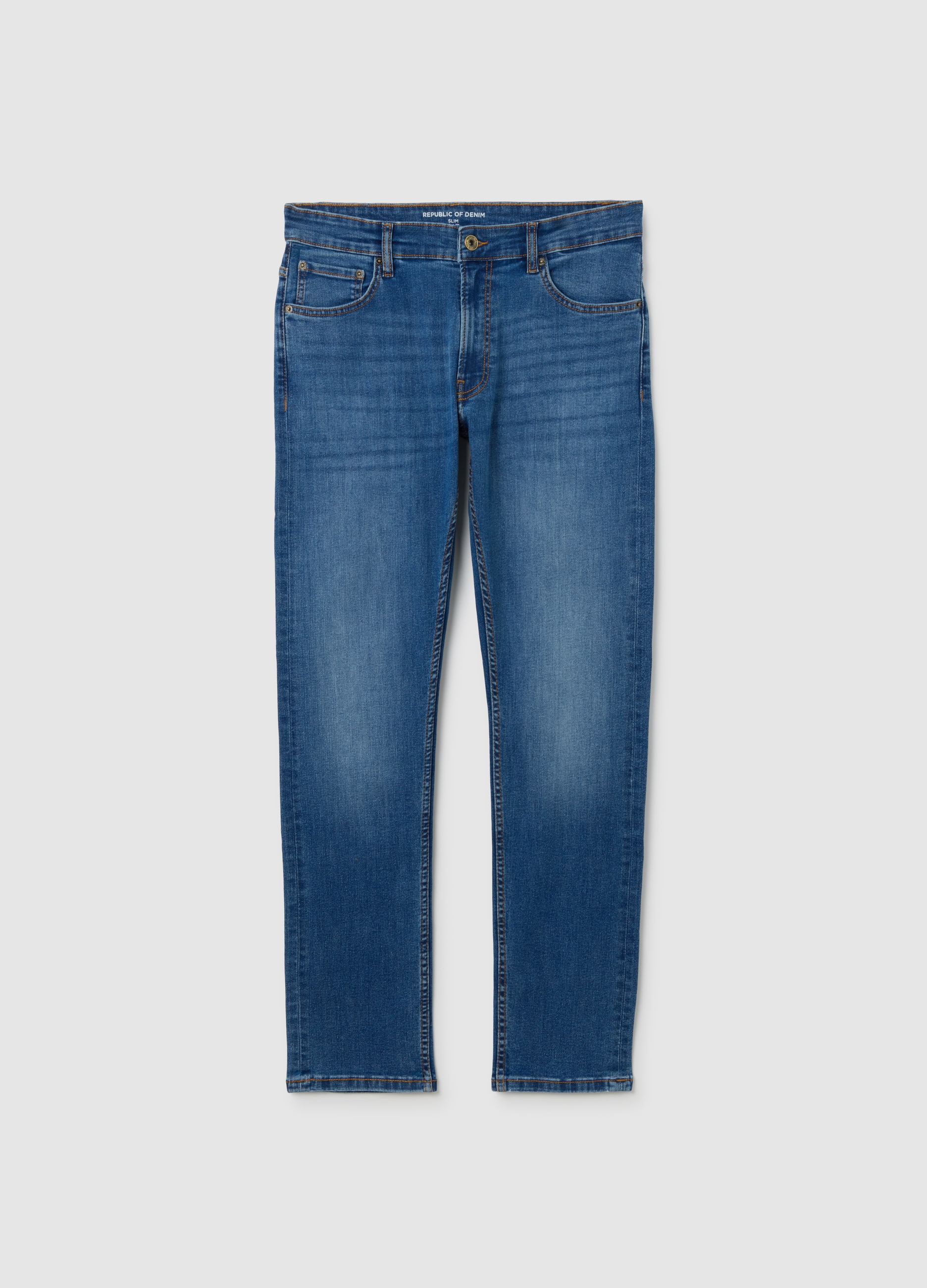 Jeans Ajustados De Denim Azul En Algodón Elástico, Hombre, Blu Bluette, Talla: 52