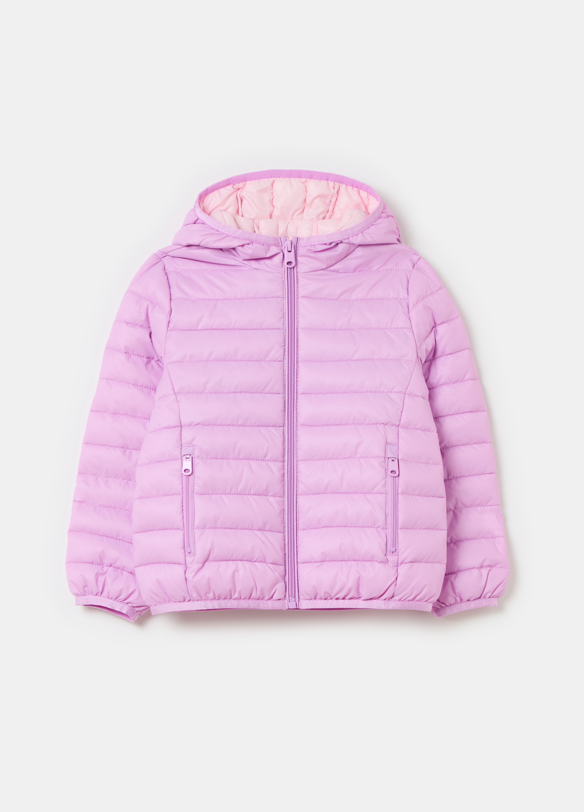 OVS, Piumino Ultralight Con Cappuccio, Bambina, Multicolor, Taglia: 6-7