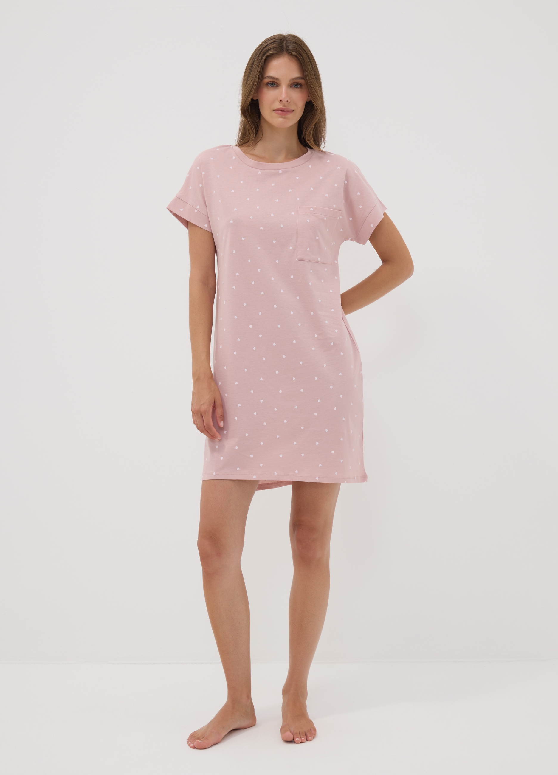 OVS, Camicia Da Notte Rosa In Puro Cotone Organico, Donna, Rosa, Taglia: XL