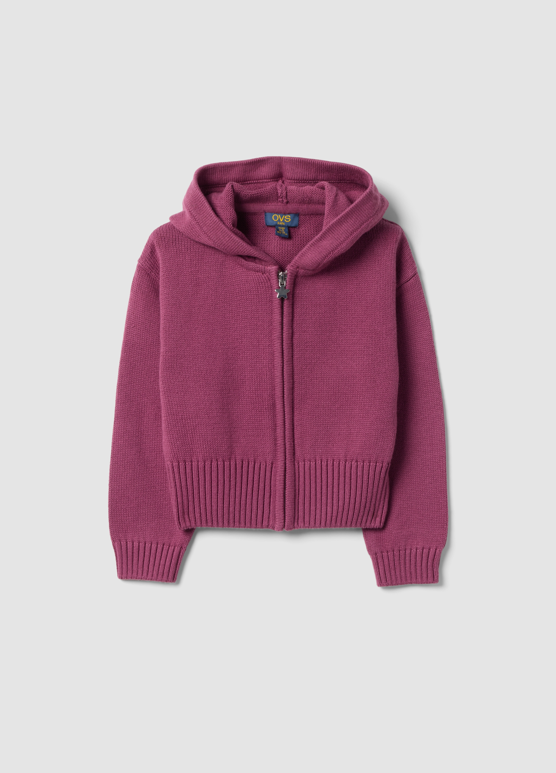 OVS KIDS, Cardigan Viola Con Cappuccio In Misto Cotone Per Bambina, Viola, Taglia: 8-9