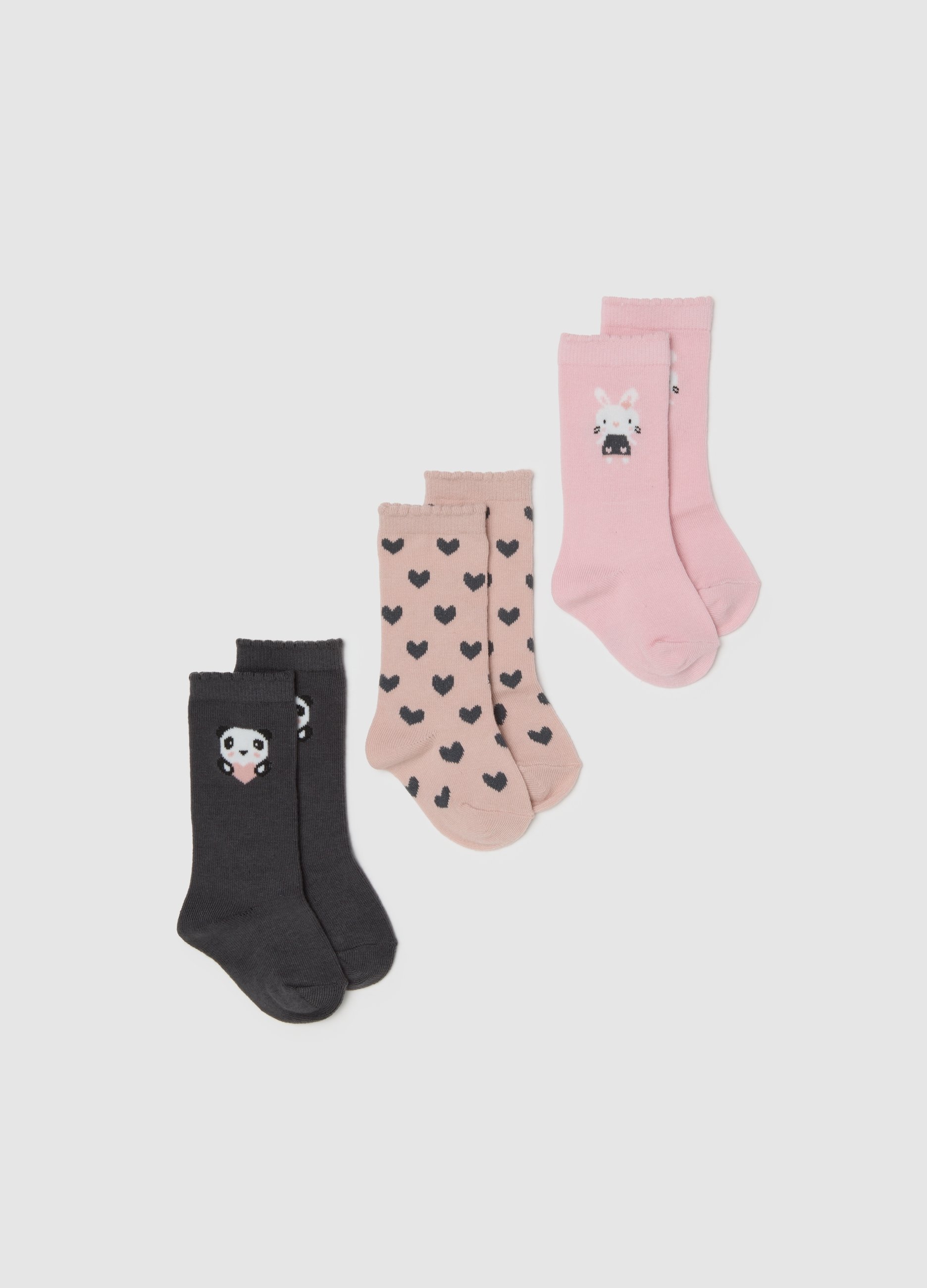 FAGOTTINO, Tripack Calze Lunghe Da Neonata In Misto Cotone Multicolor, Bambina, Multicolor, Taglia: 24-30