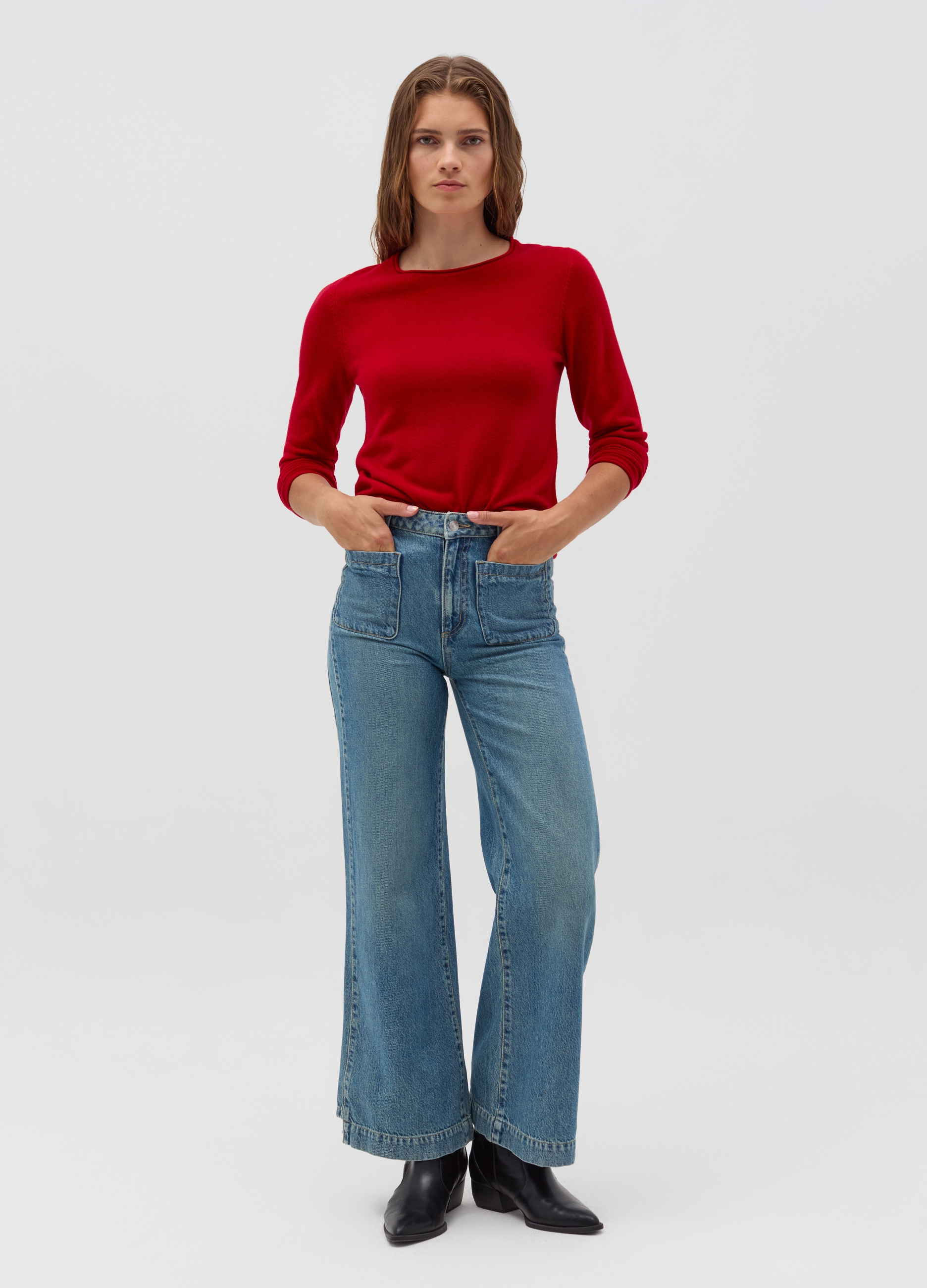 OVS, Maglia Girocollo Con Piccolo Risvolto, Donna, Verde, Taglia: S