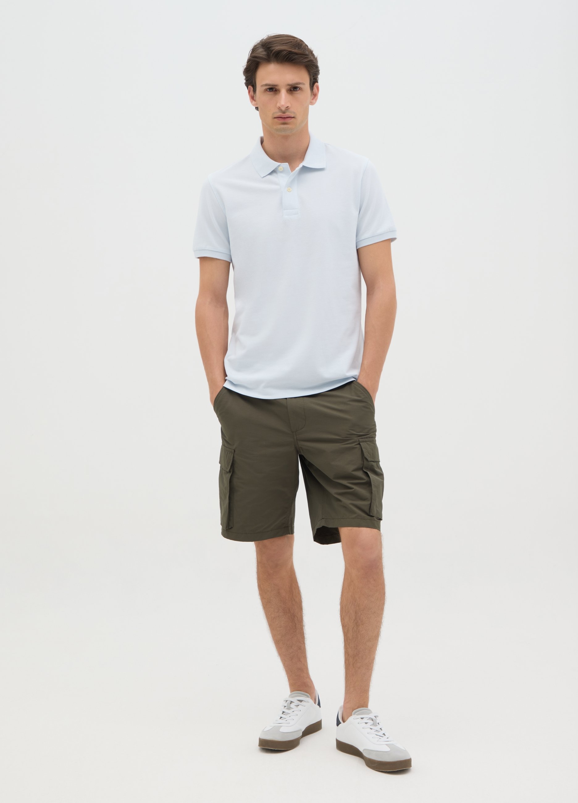 OVS, Bermudas Para Hombre En Mezcla De Algodón Verde De Corte Regular, Hombre, Verde Oliva, Talla: 54