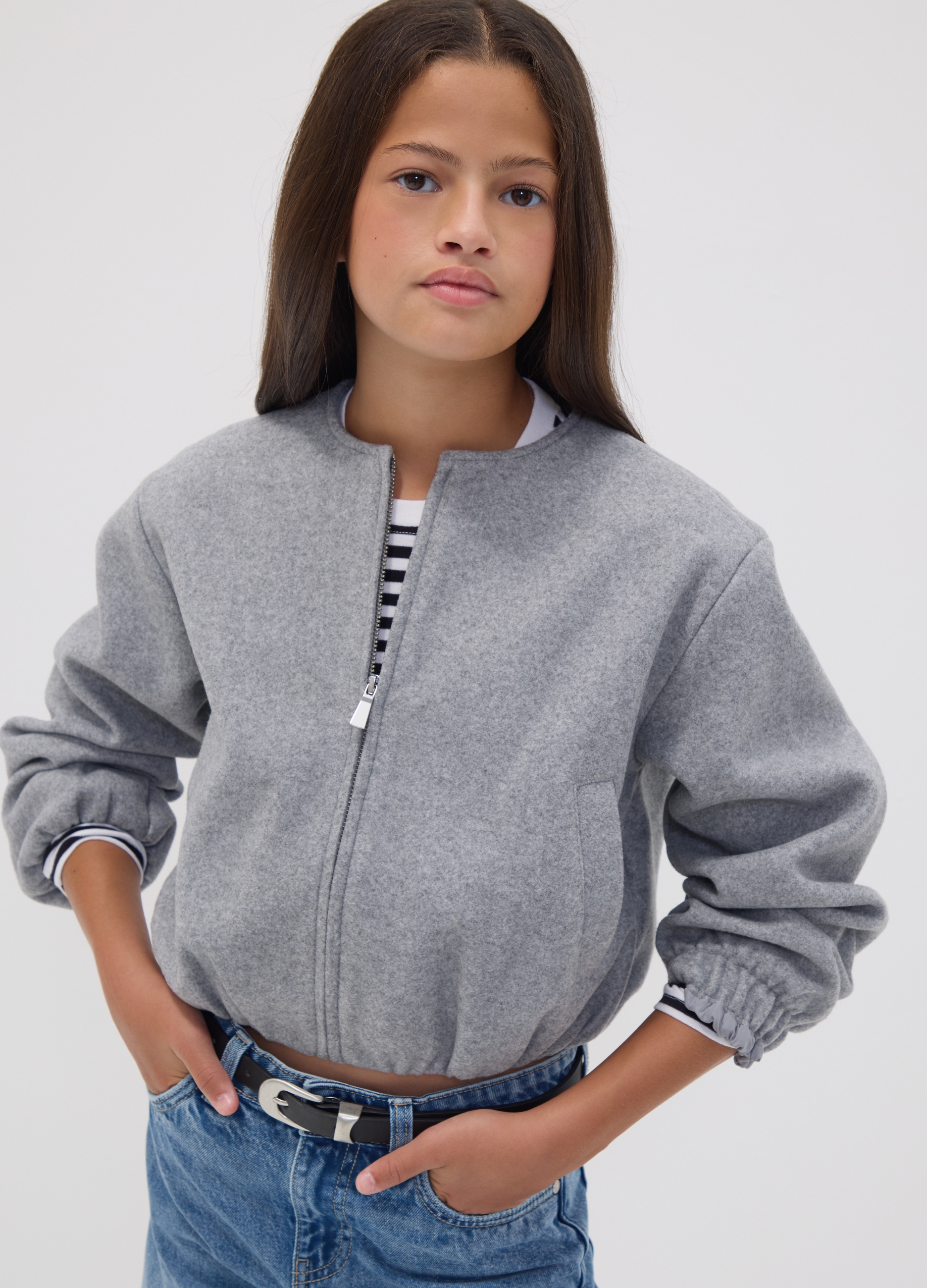 OVS KIDS, Giacca Grigia Regular Fit Con Zip Per Ragazza, Bambina, Grigio, Taglia: 13-14