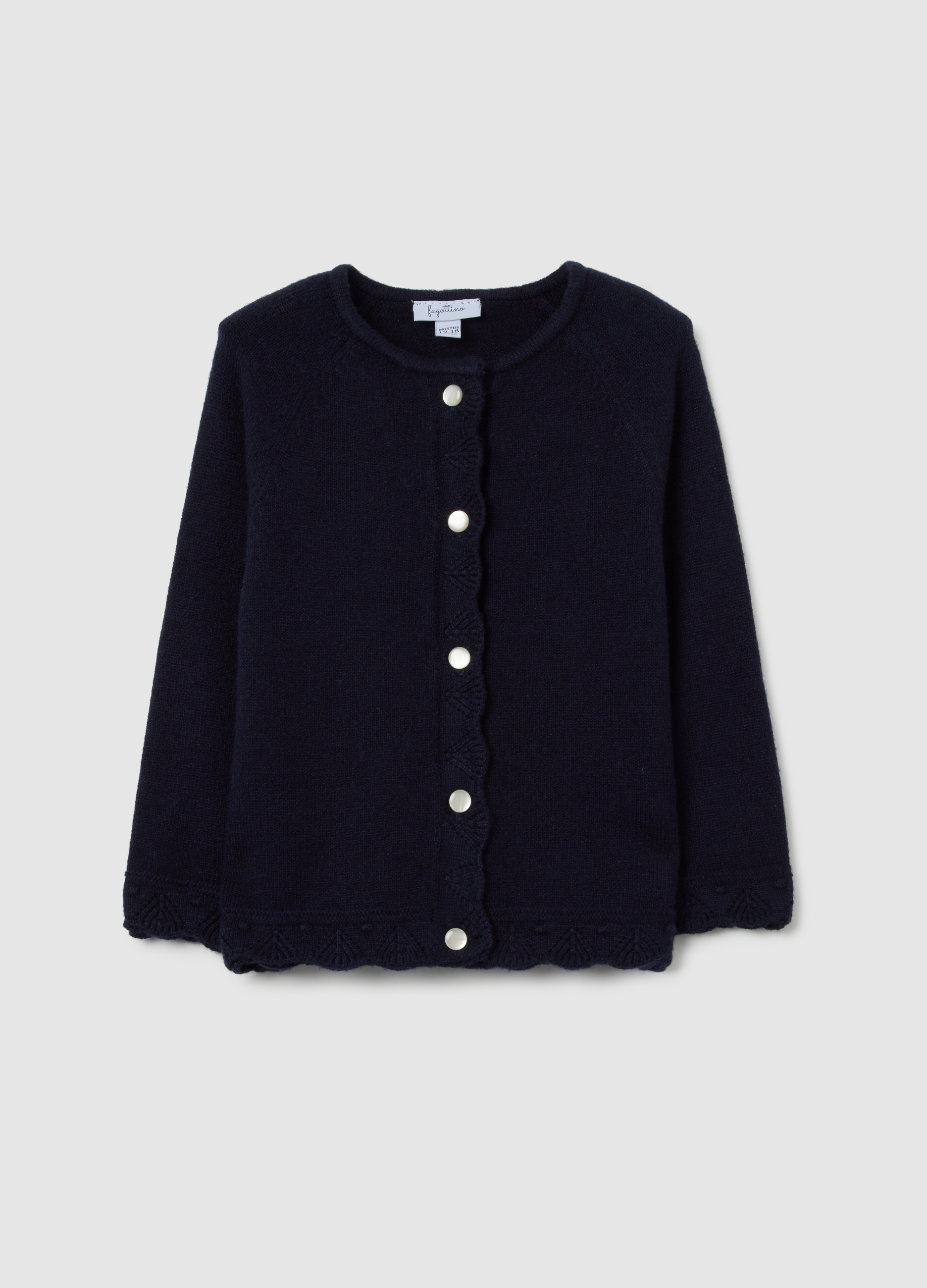 FAGOTTINO, Cárdigan Azul Para Niña De Ajuste Regular Con Botones, Niña, Azul oscuro, Talla: 30-36